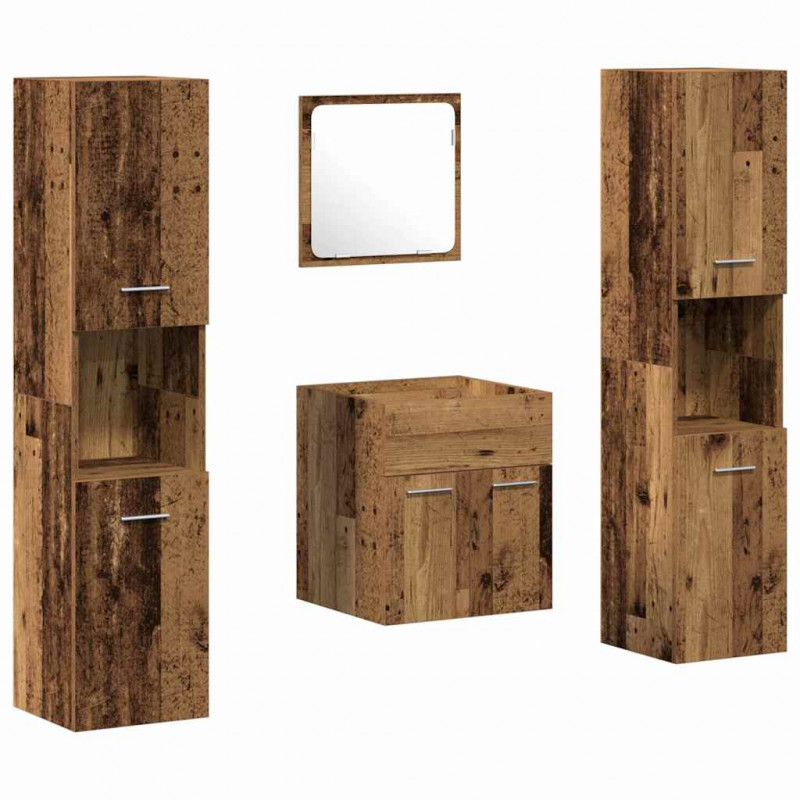 Zestaw mebli łazienkowych z przechowywaniem 4 pcs Stare drewno