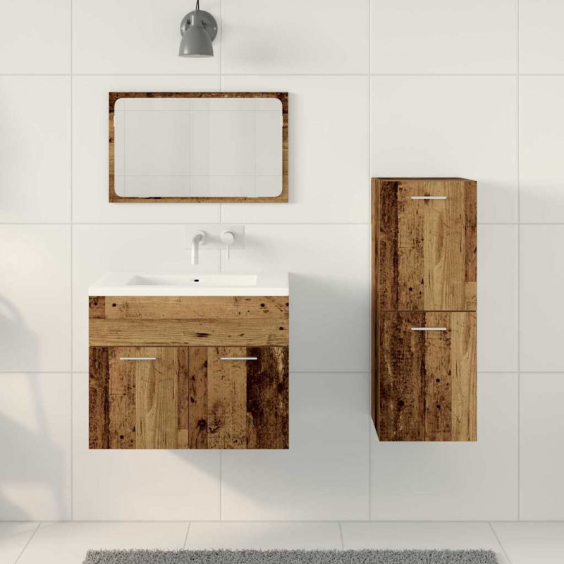 Zestaw mebli łazienkowych z przechowywaniem 3 pcs Stare drewno