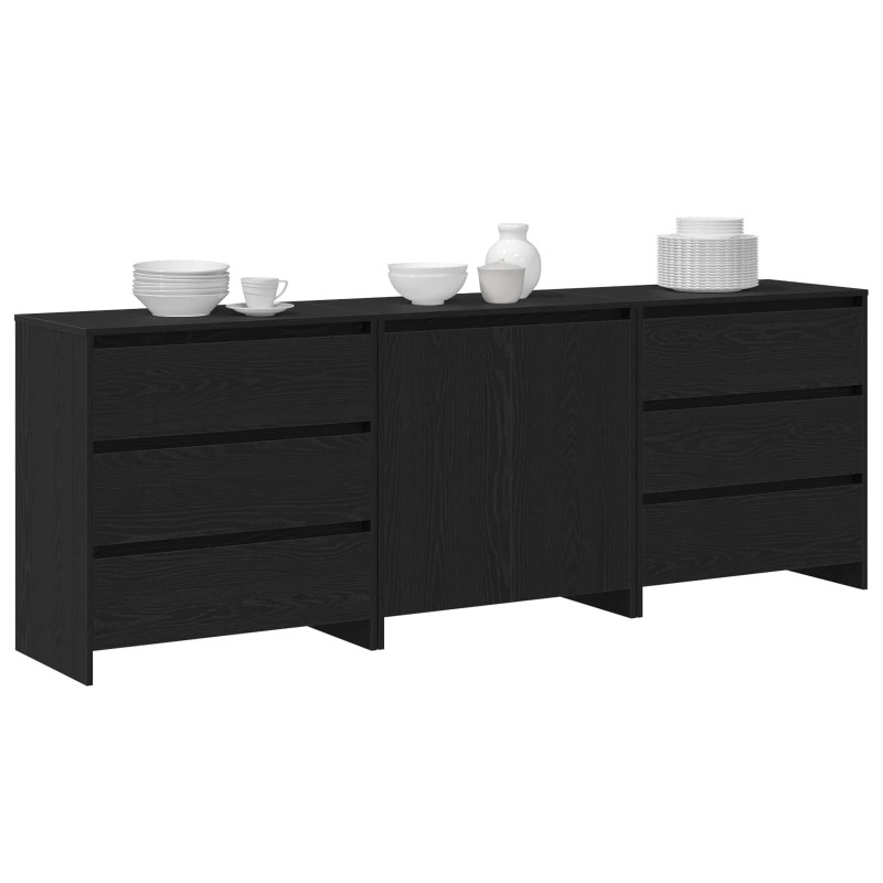Bufet 3 pcs Czarny 70 x 41 x 75 cm Materiał drewnopochodny