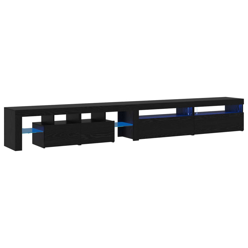 Szafka pod telewizor z LED 3 pcs Czarny Dąb 290 x 36,5 x 40 cm