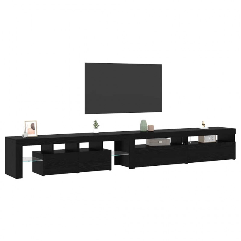 Szafka pod telewizor z LED 3 pcs Czarny Dąb 290 x 36,5 x 40 cm