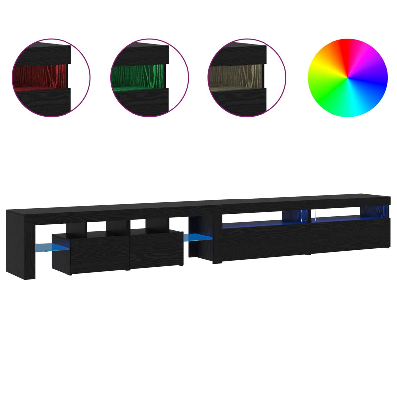 Szafka pod telewizor z LED 3 pcs Czarny Dąb 290 x 36,5 x 40 cm
