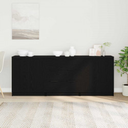 Bufet 3 pcs Czarny Dąb 180 x 30 x 70 cm Materiał drewnopochodny