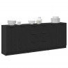 Bufet 3 pcs Czarny Dąb 180 x 30 x 70 cm Materiał drewnopochodny