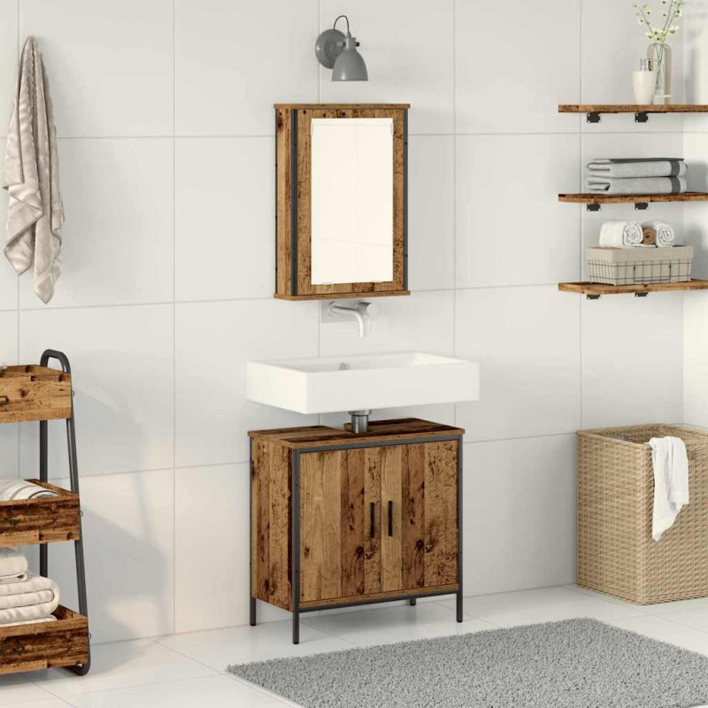 Zestaw mebli łazienkowych 2 pcs Brązowy Materiał drewnopochodny