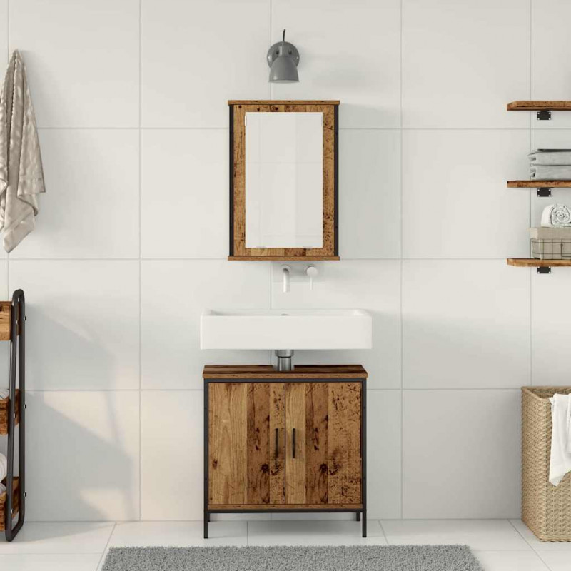 Zestaw mebli łazienkowych 2 pcs Brązowy Materiał drewnopochodny