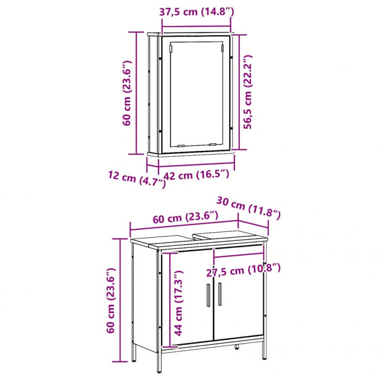 Zestaw mebli łazienkowych 2 pcs Brązowy Materiał drewnopochodny