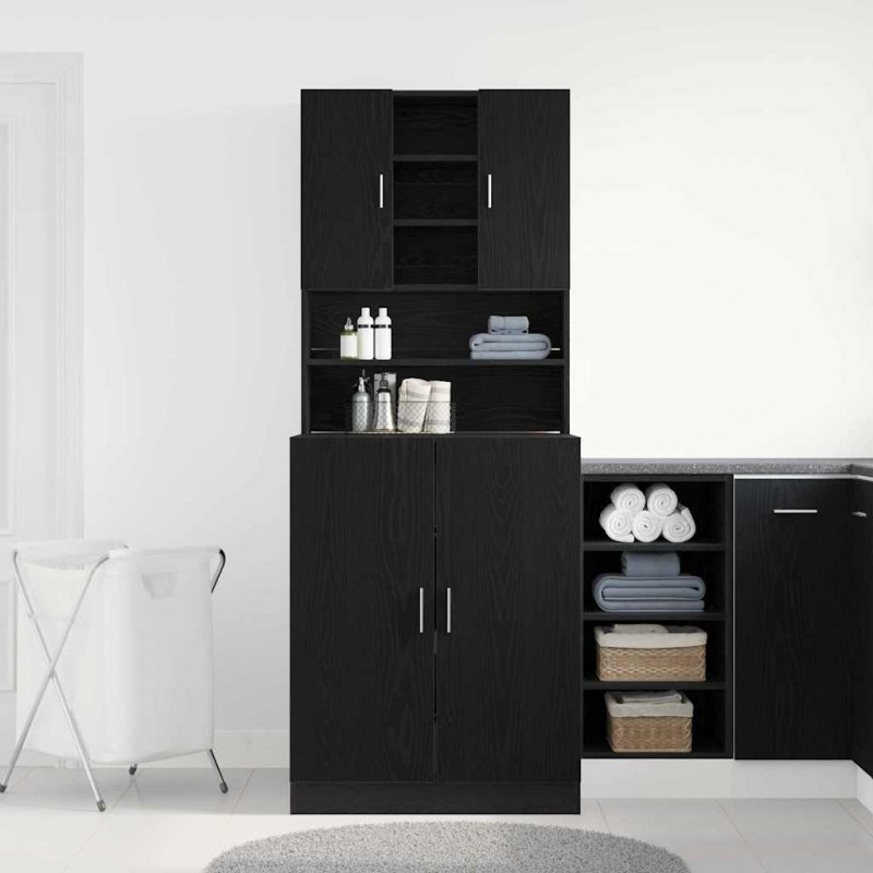 Szafka na pralkę 2 pcs Czarny Dąb 70,5 x 71,5 x 181,5 cm