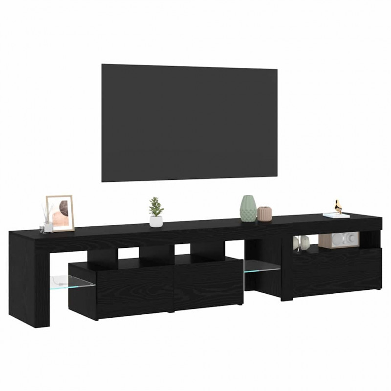 Szafka pod telewizor z LED 2 pcs Czarny Dąb 200 x 36,5 x 40 cm
