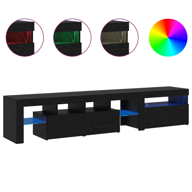 Szafka pod telewizor z LED 2 pcs Czarny Dąb 200 x 36,5 x 40 cm