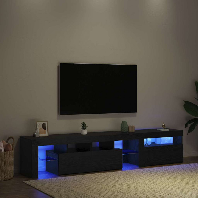Szafka pod telewizor z LED 2 pcs Czarny Dąb 200 x 36,5 x 40 cm