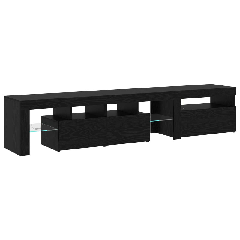 Szafka pod telewizor z LED 2 pcs Czarny Dąb 200 x 36,5 x 40 cm