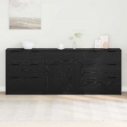 Bufet 3 pcs Czarny Dąb 181 x 30 x 70 cm Materiał drewnopochodny