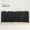 Bufet 3 pcs Czarny Dąb 181 x 30 x 70 cm Materiał drewnopochodny
