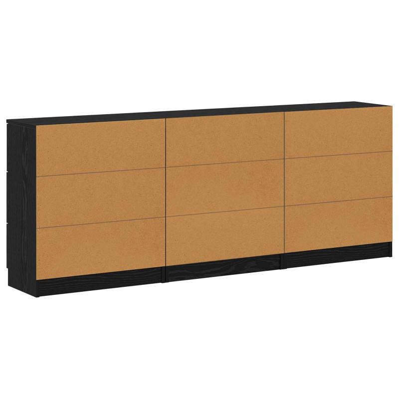 Bufet 3 pcs Czarny Dąb 181 x 30 x 70 cm Materiał drewnopochodny