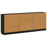 Bufet 3 pcs Czarny Dąb 181 x 30 x 70 cm Materiał drewnopochodny