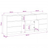 Bufet 3 pcs Czarny Dąb 181 x 30 x 70 cm Materiał drewnopochodny
