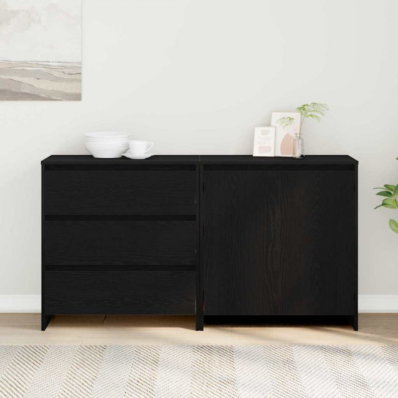 Bufet 2 pcs Czarny 70 x 41 x 75 cm Materiał drewnopochodny