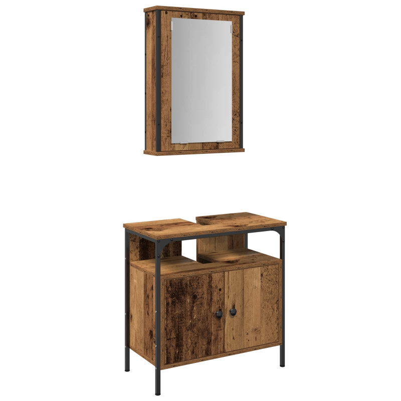 Zestaw mebli łazienkowych 2 pcs Brązowy Materiał drewnopochodny