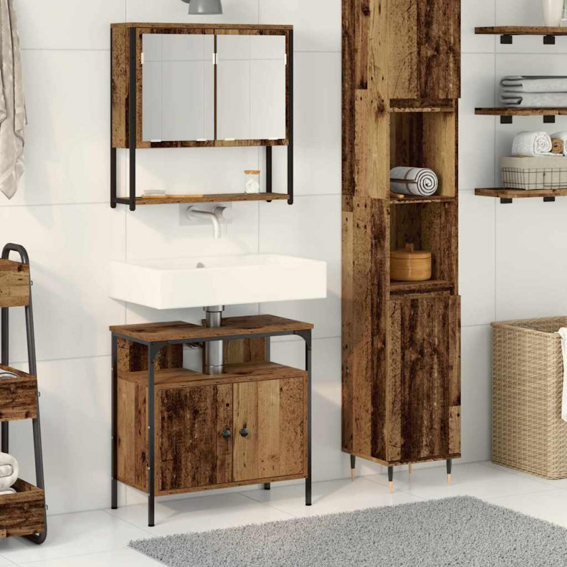 Zestaw mebli łazienkowych 2 pcs Brązowy Materiał drewnopochodny