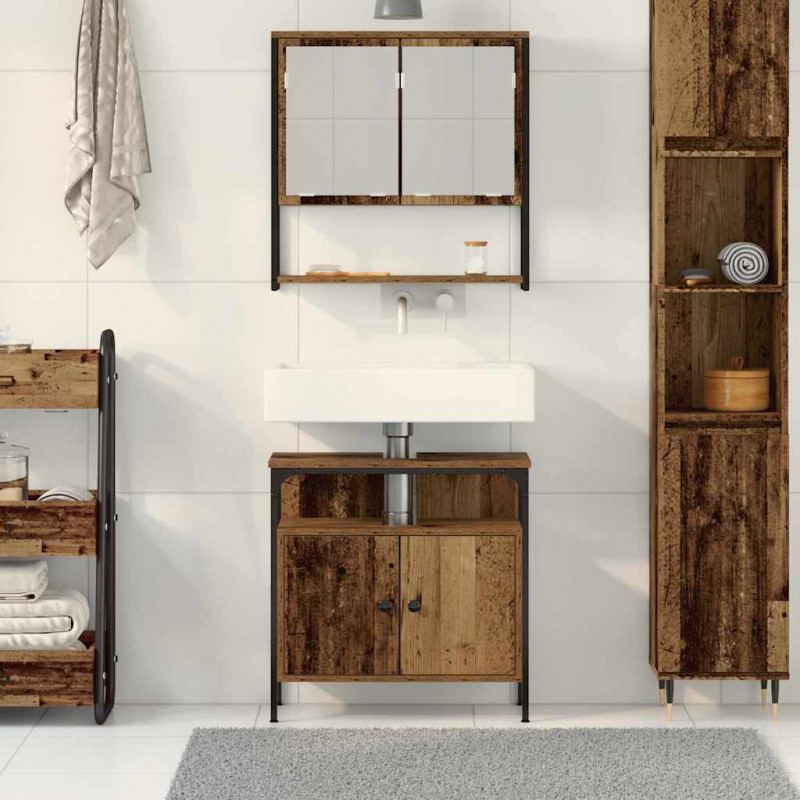 Zestaw mebli łazienkowych 2 pcs Brązowy Materiał drewnopochodny