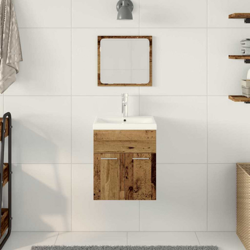 Zestaw mebli łazienkowych z przechowywaniem 3 pcs Stare drewno