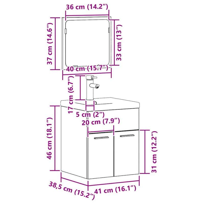 Zestaw mebli łazienkowych z przechowywaniem 3 pcs Stare drewno