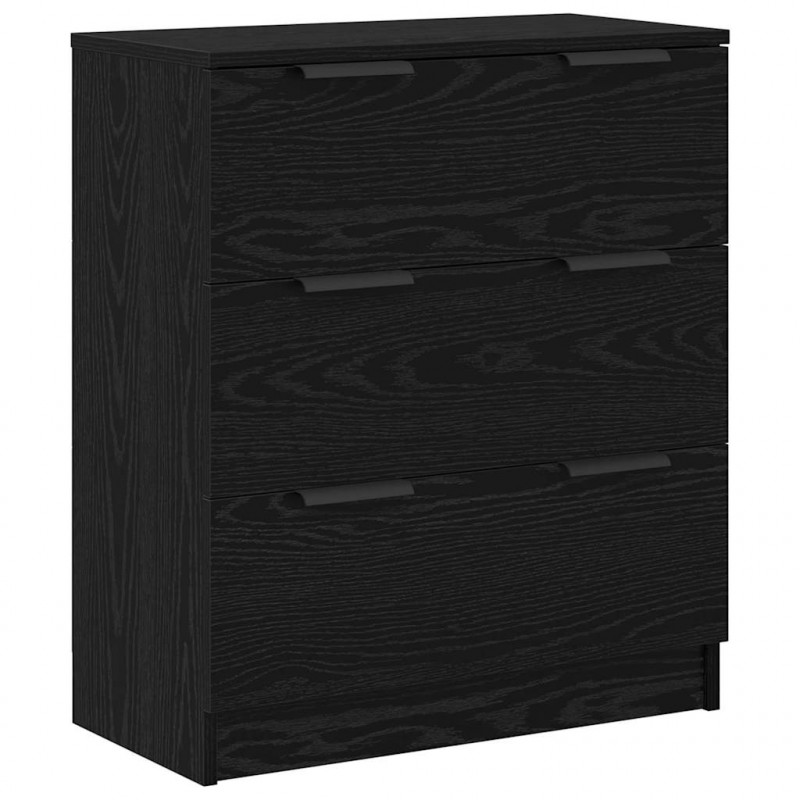 Bufet z szufladą 3 pcs Czarny Dąb Materiał drewnopochodny