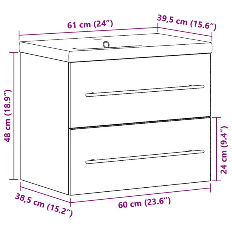 Szafka pod umywalkę z szufladą 2 pcs Stare drewno