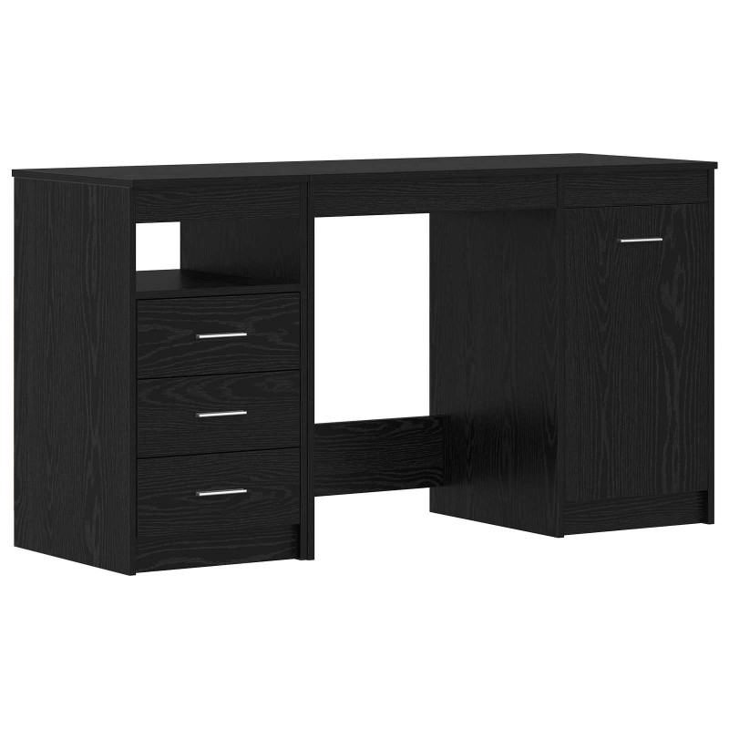 Biurko z szufladą z półką 2 pcs Czarny Dąb 140 x 50 x 76 cm