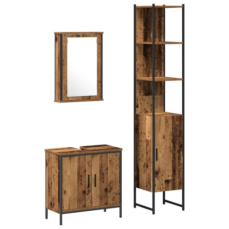 Zestaw mebli łazienkowych 3 pcs Brązowy Materiał drewnopochodny