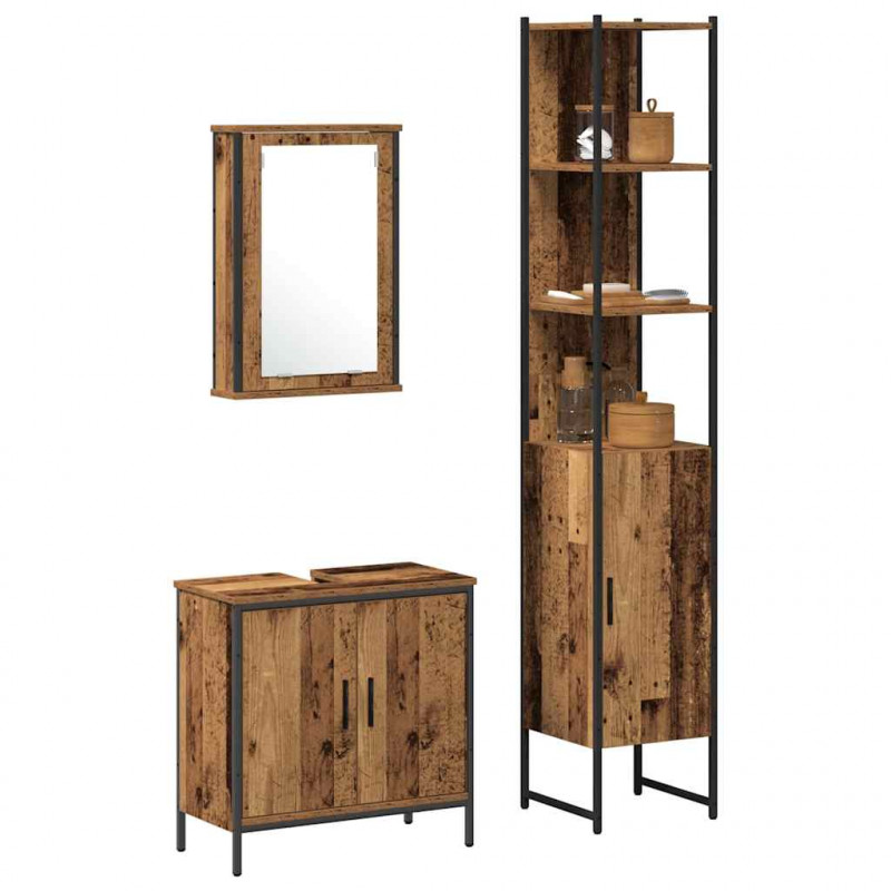 Zestaw mebli łazienkowych 3 pcs Brązowy Materiał drewnopochodny