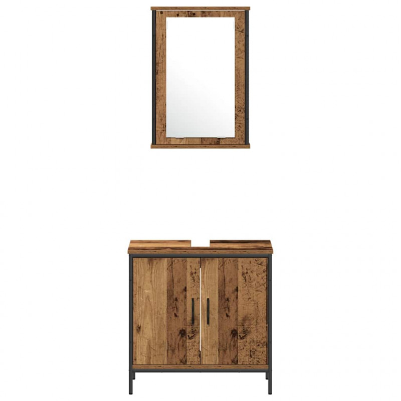 Zestaw mebli łazienkowych 3 pcs Brązowy Materiał drewnopochodny