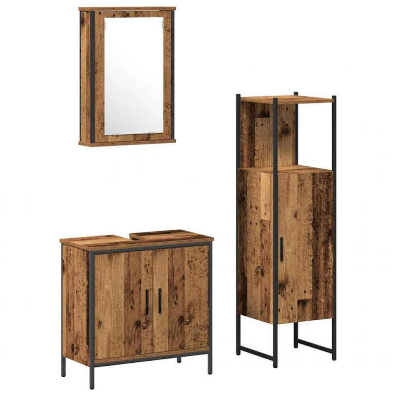 Zestaw mebli łazienkowych 3 pcs Brązowy 33 x 33 x 120.5 cm