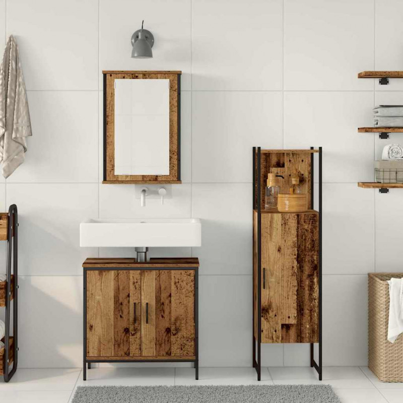 Zestaw mebli łazienkowych 3 pcs Brązowy 33 x 33 x 120.5 cm
