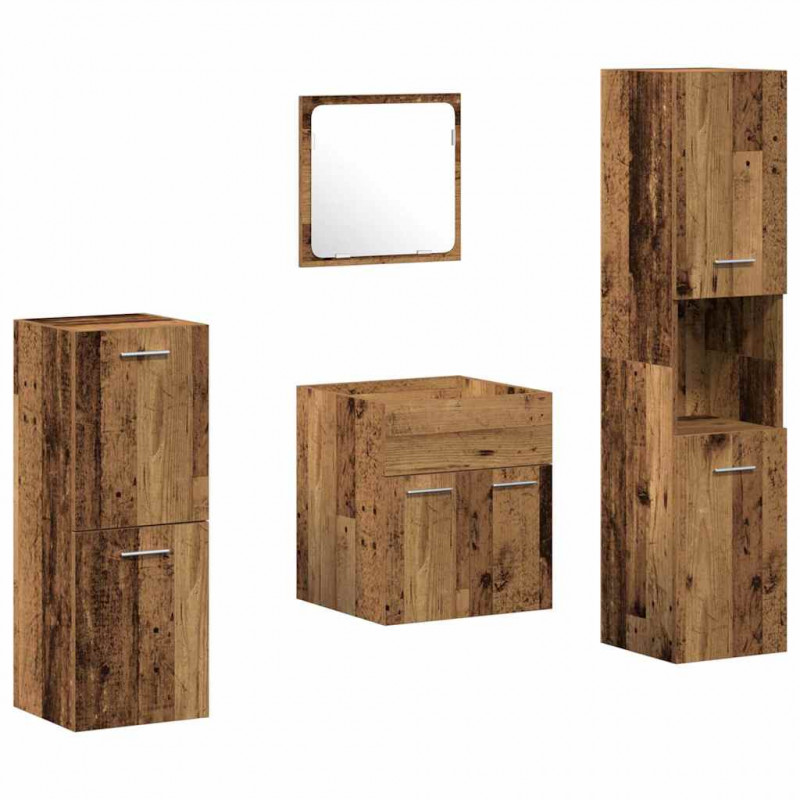 Zestaw mebli łazienkowych z przechowywaniem 4 pcs Stare drewno