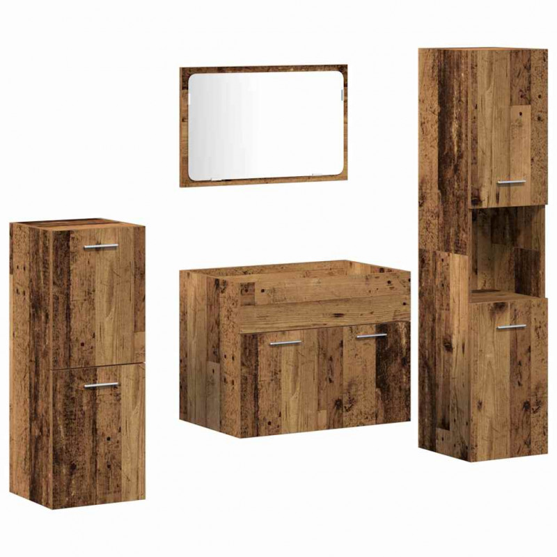 Zestaw mebli łazienkowych z przechowywaniem 4 pcs Stare drewno