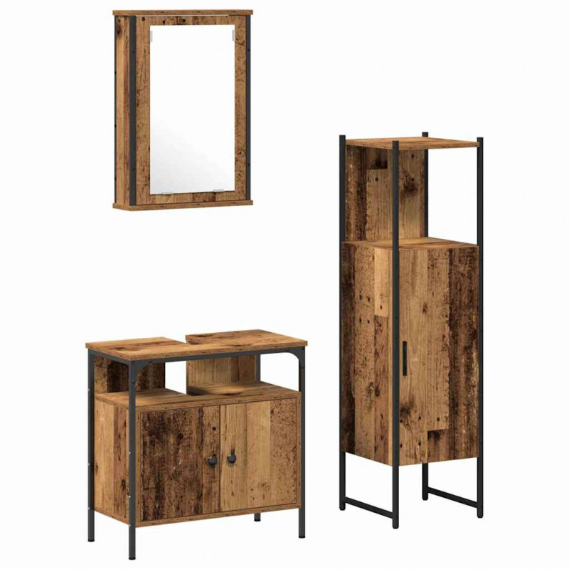 Zestaw mebli łazienkowych 3 pcs Brązowy 33 x 33 x 120.5 cm