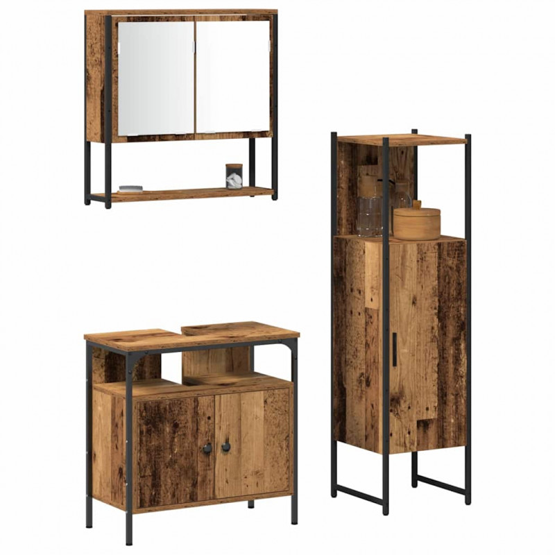 Zestaw mebli łazienkowych 3 pcs Brązowy Materiał drewnopochodny