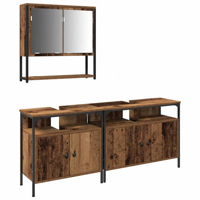 Zestaw mebli łazienkowych 3 pcs Brązowy Materiał drewnopochodny