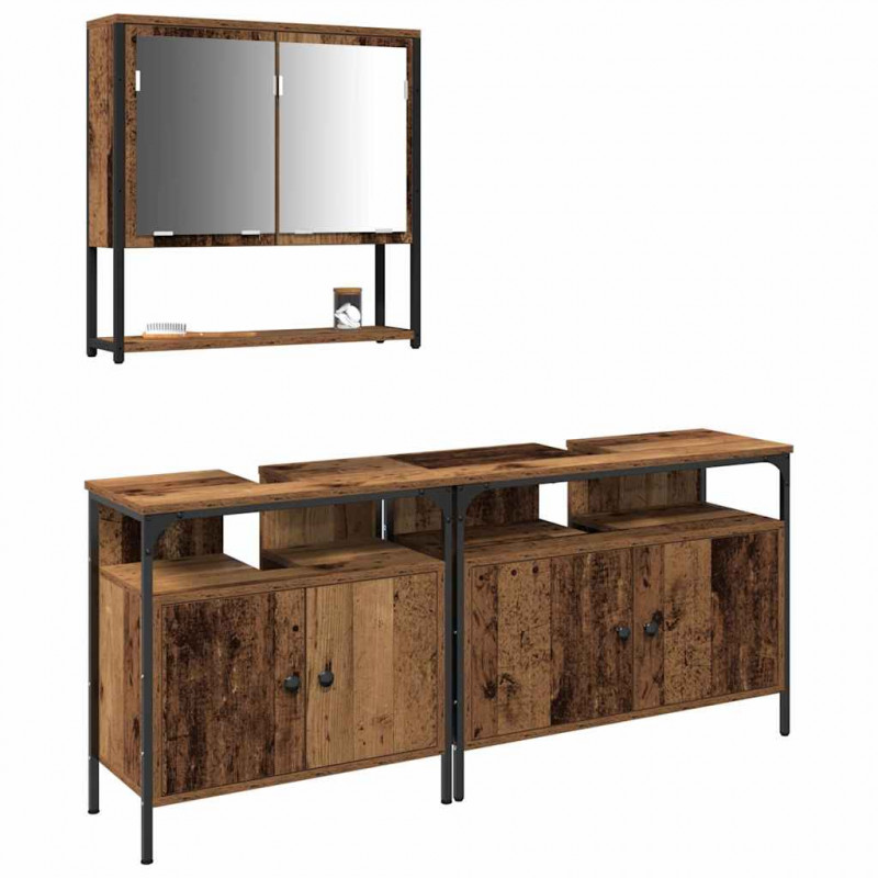 Zestaw mebli łazienkowych 3 pcs Brązowy Materiał drewnopochodny