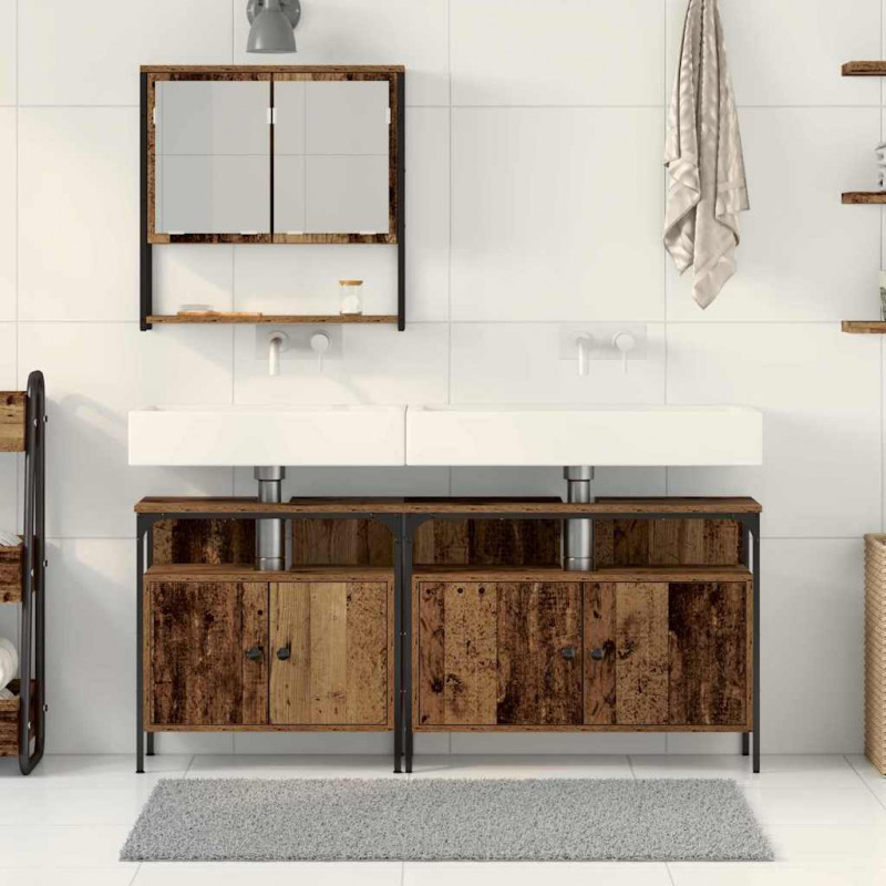 Zestaw mebli łazienkowych 3 pcs Brązowy Materiał drewnopochodny