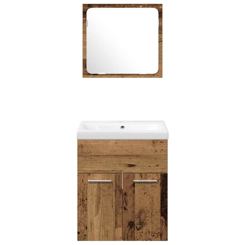 Zestaw mebli łazienkowych z przechowywaniem 4 pcs Stare drewno
