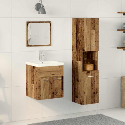 Zestaw mebli łazienkowych z półką z drzwiami 4 pcs Stare drewno
