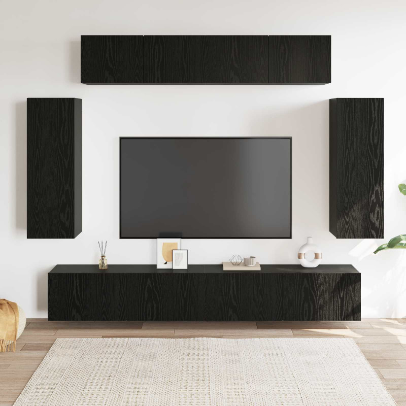 Zestaw szafek RTV 6 pcs Czarny Dąb 100 x 30 x 30 cm