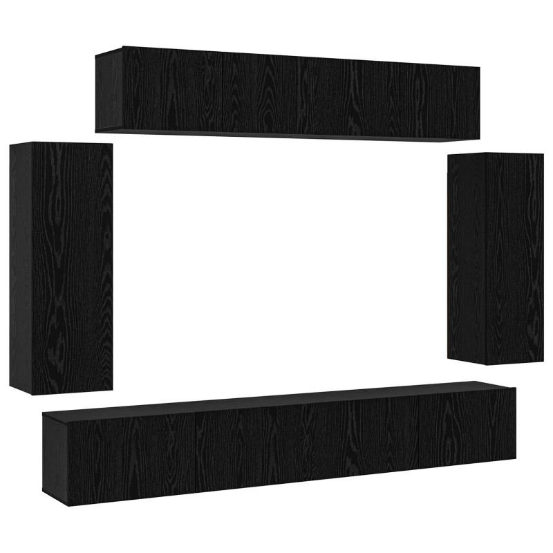Zestaw szafek RTV 6 pcs Czarny Dąb 100 x 30 x 30 cm