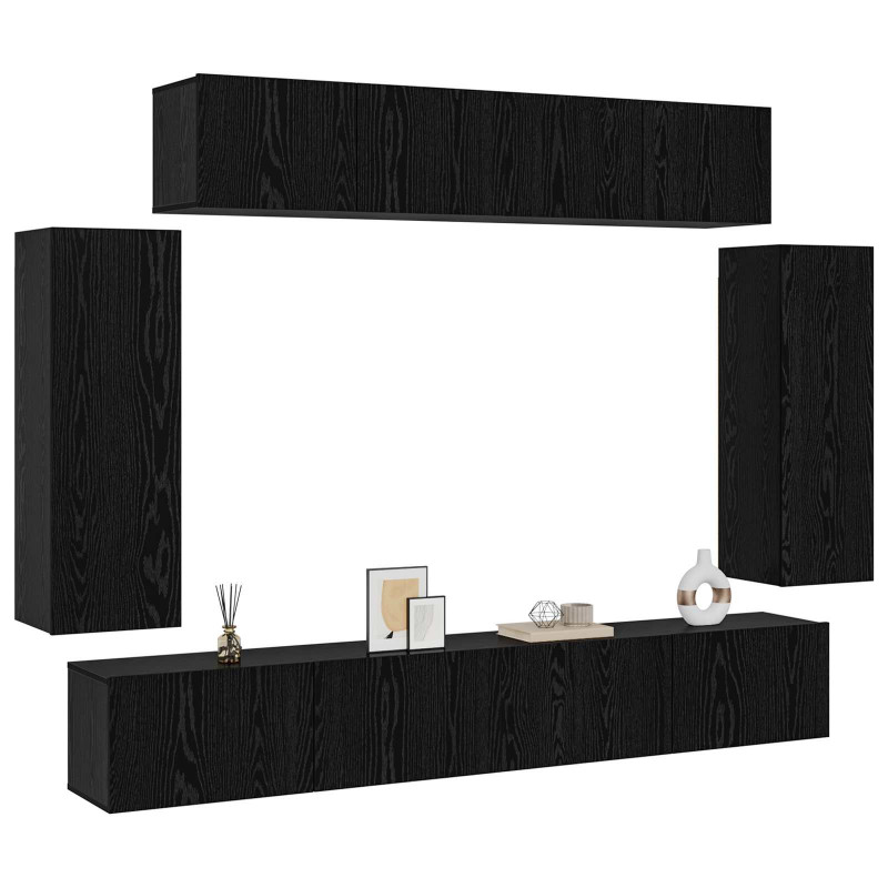 Zestaw szafek RTV 6 pcs Czarny Dąb 100 x 30 x 30 cm
