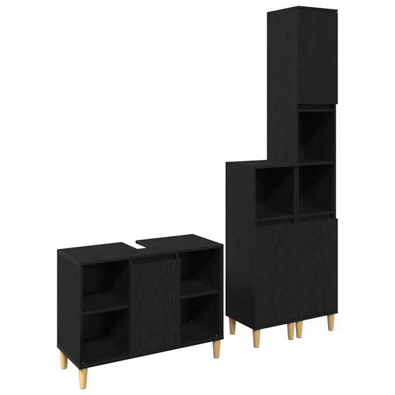 Zestaw mebli łazienkowych 3 pcs Czarny Materiał drewnopochodny