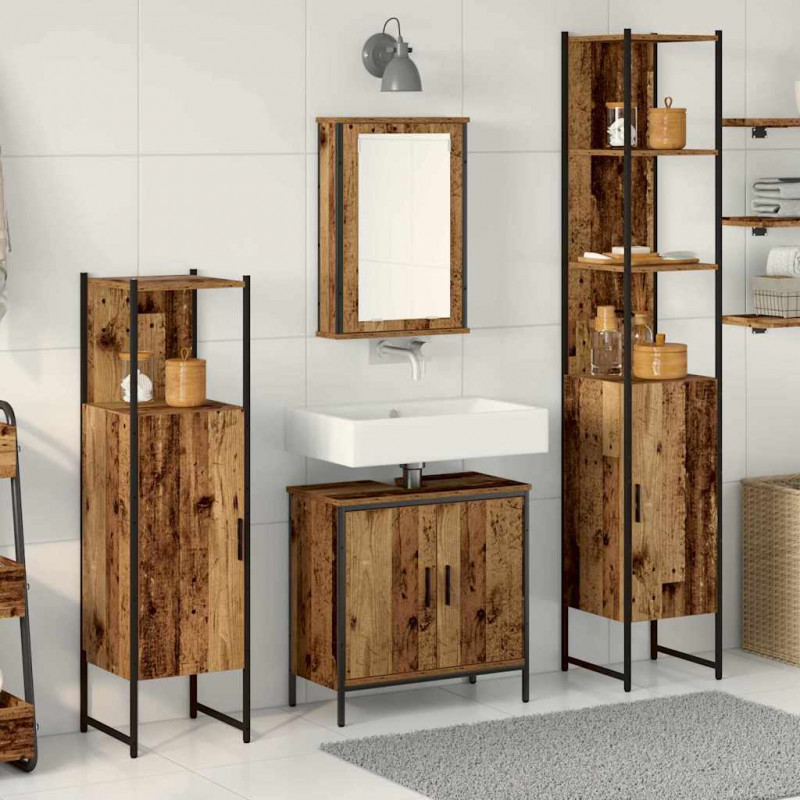 Zestaw mebli łazienkowych 4 pcs Brązowy Materiał drewnopochodny