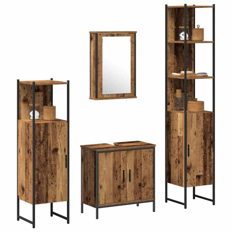 Zestaw mebli łazienkowych 4 pcs Brązowy Materiał drewnopochodny
